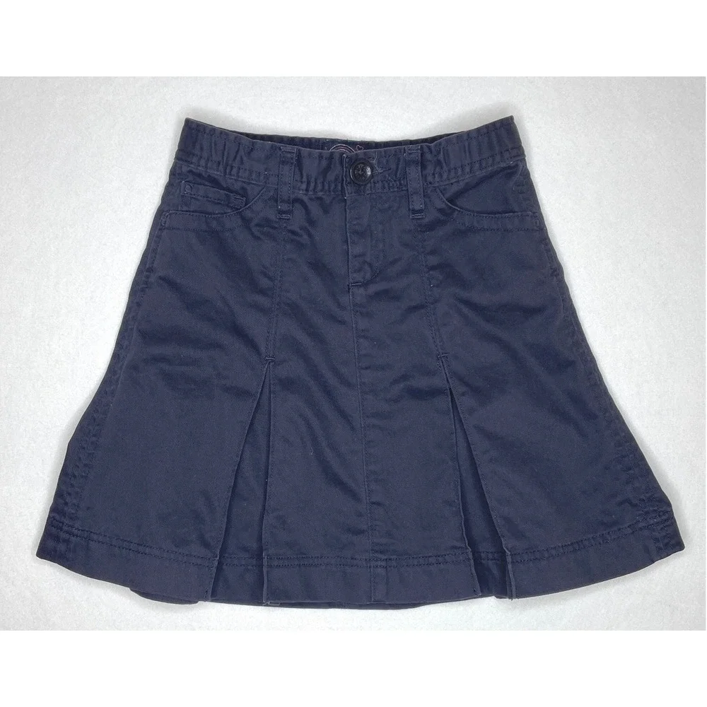 Gap Girls Skirt Pleated School Uniform Chino 7 Regular Navy Blue